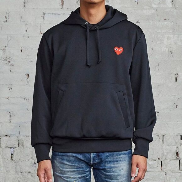 Comme Des Garçons Play Men's Black & Red Heart Hooded Sweatshirt Size XXL - Picture 1 of 16